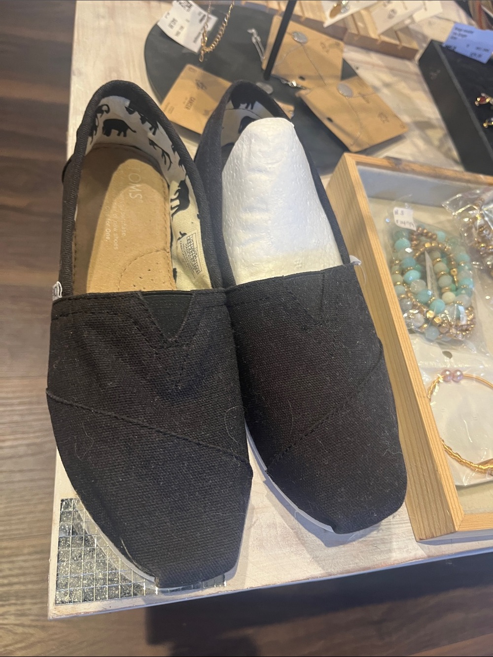 Toms Black Canvas Slip-On Flats